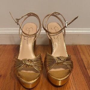 Jessica Simpson Gold Knot Platform Heels